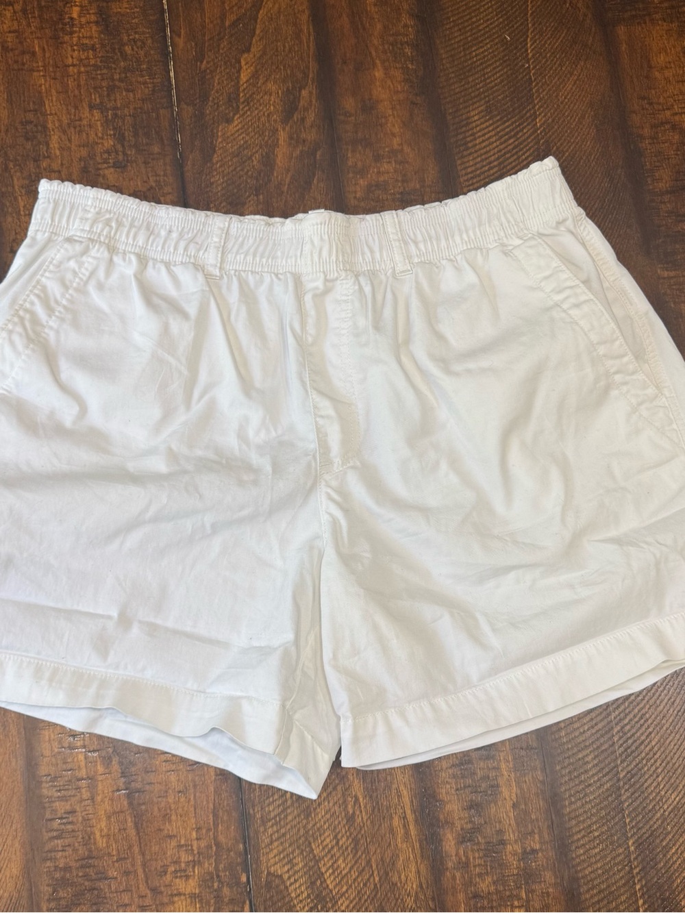 Women's White Elastic-Waist Cotton Shorts